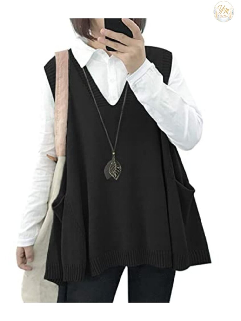 Womens Sweater Vest Oversized Chunky Knit Cotton Sleeveless Pullover with